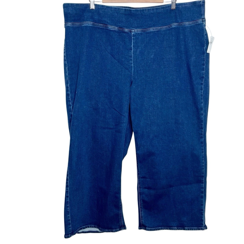 Old Navy High Rise Weekender Wide Leg Jeans Womens Sz 24 Pull On Cropped Stretch
